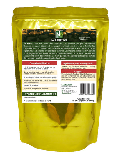 Guarana | 400 Comprimés | Gamme Power | Fabriqué en France | "L’œil de la Forêt!"