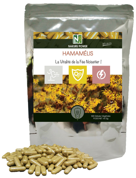 Hamamélis | 500 Gélules Végétales | Gamme Power | Fabriqué en France | "La Vitalité de la Fée Noisetier!"