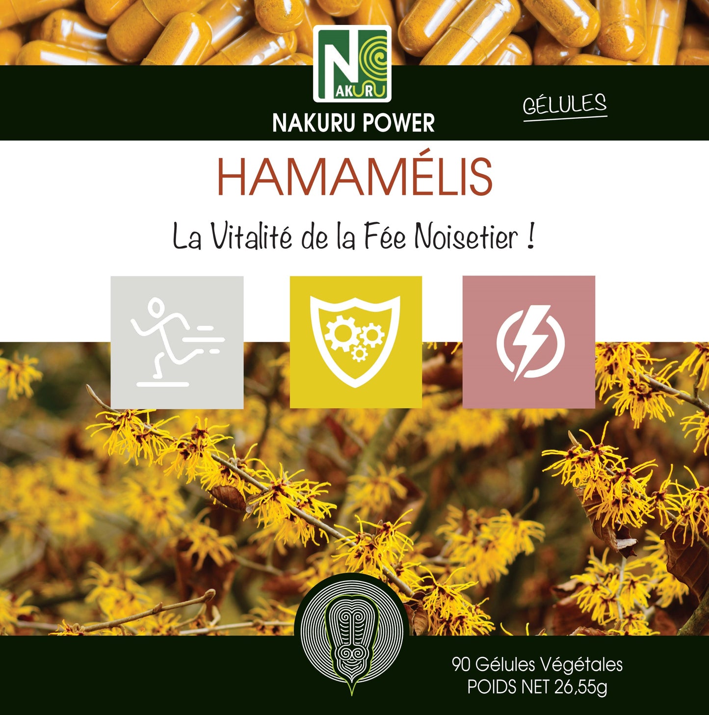 Hamamélis | 90 Gélules Végétales | Gamme Power | Fabriqué en France | "La Vitalité de la Fée Noisetier!"