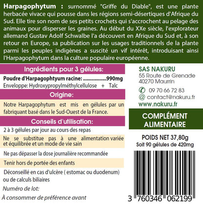 Harpagophytum | 90 Gélules Végétales | Gamme Equilibre | Fabriqué en France | "La Sagesse de la Savane!