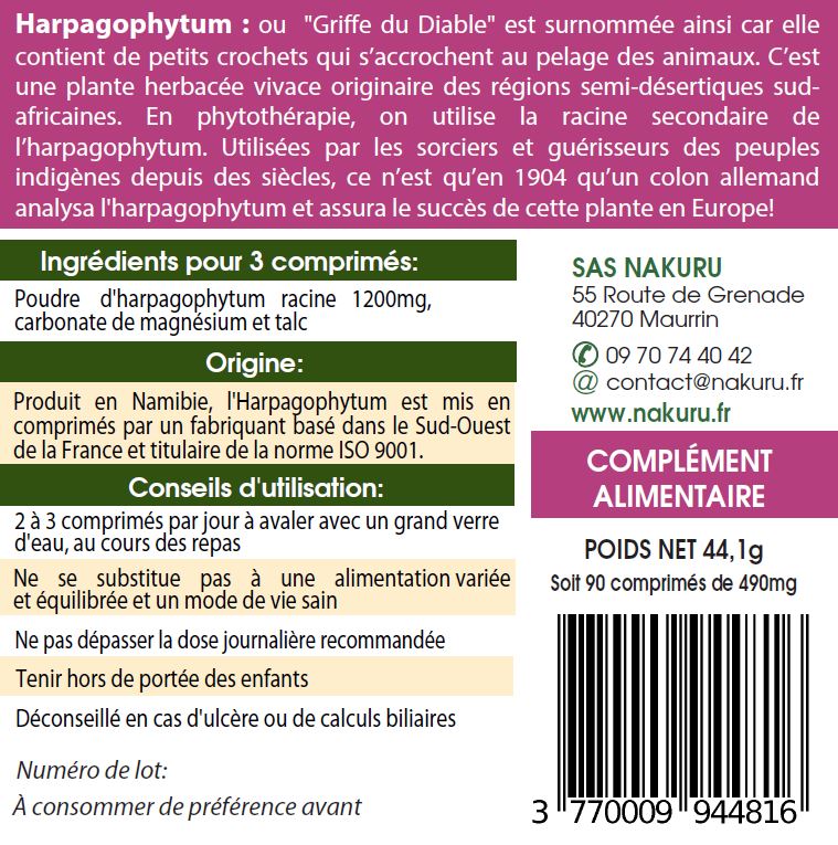 Harpagophytum | 90 Comprimés | Gamme Équilibre | Fabriqué en France | "La Griffe du Diable!"