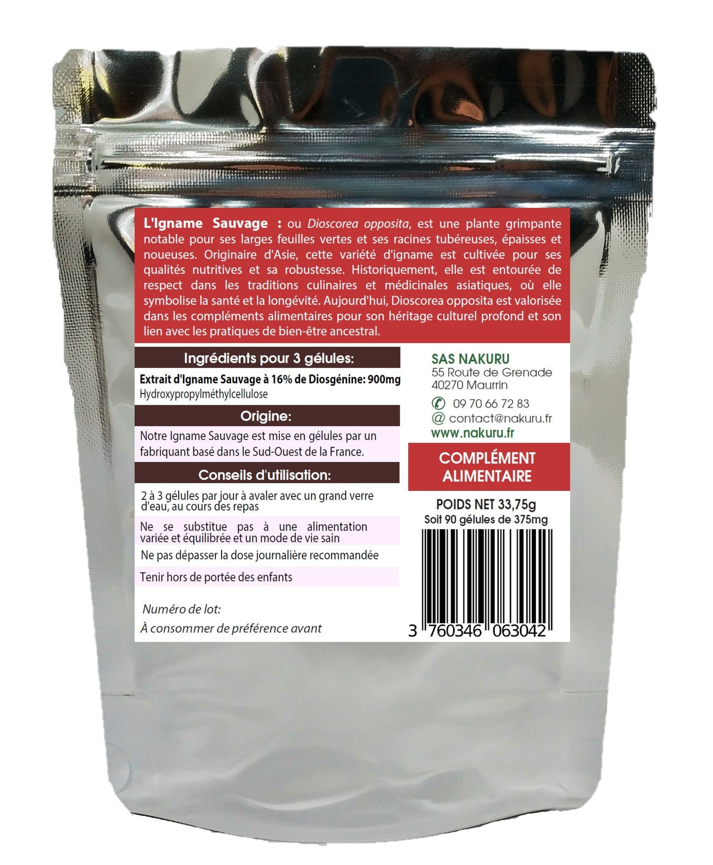 Igname Sauvage | 90 Gélules Végétales | Gamme Équilibre | Fabriqué en France | "Wild Yam !"