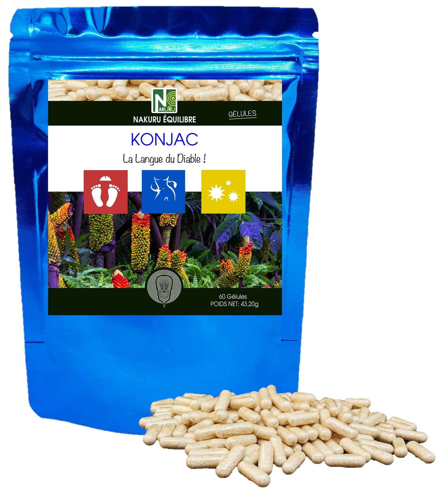 Konjac | 60 Gélules | Gamme Équilibre | Fabriqué en France | "La Langue du Diable !"