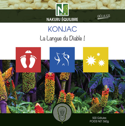 Konjac | 500 Gélules | Gamme Équilibre | Fabriqué en France | "La Langue du Diable !"