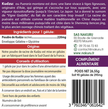 Kudzu | 90 Gélules | Gamme Relax | Fabriqué en France | "La Vigne Godzilla !"