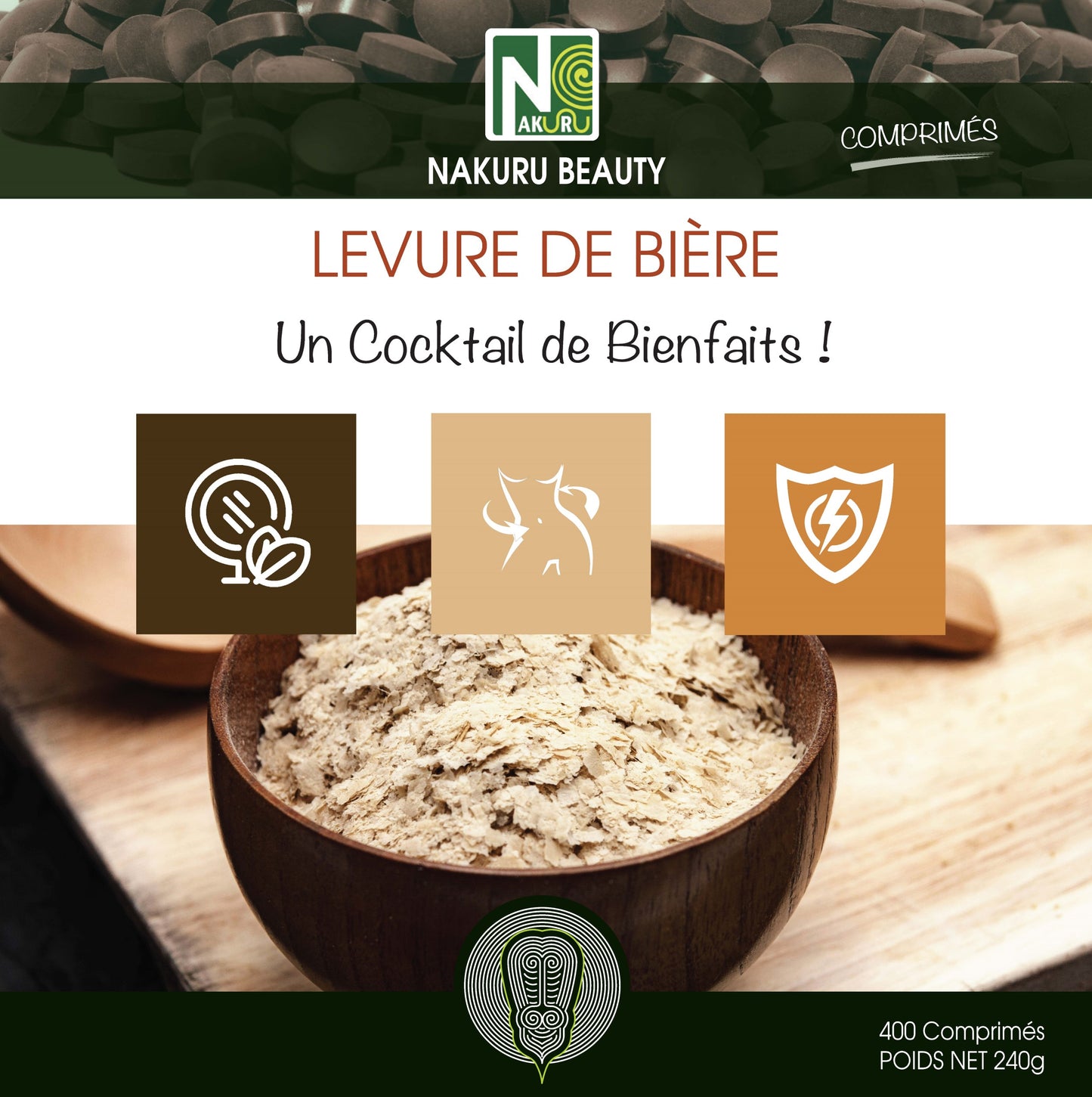 Levure de Bière | 400 Comprimés | Gamme Beauty | Fabriqué en France | "Un Cocktail de Bienfaits!
