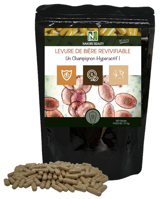 Levure de Bière Revivifiable | 500 Gélules | Gamme Beauty | Fabriqué en France | "Un Champignon Hyperactif!"