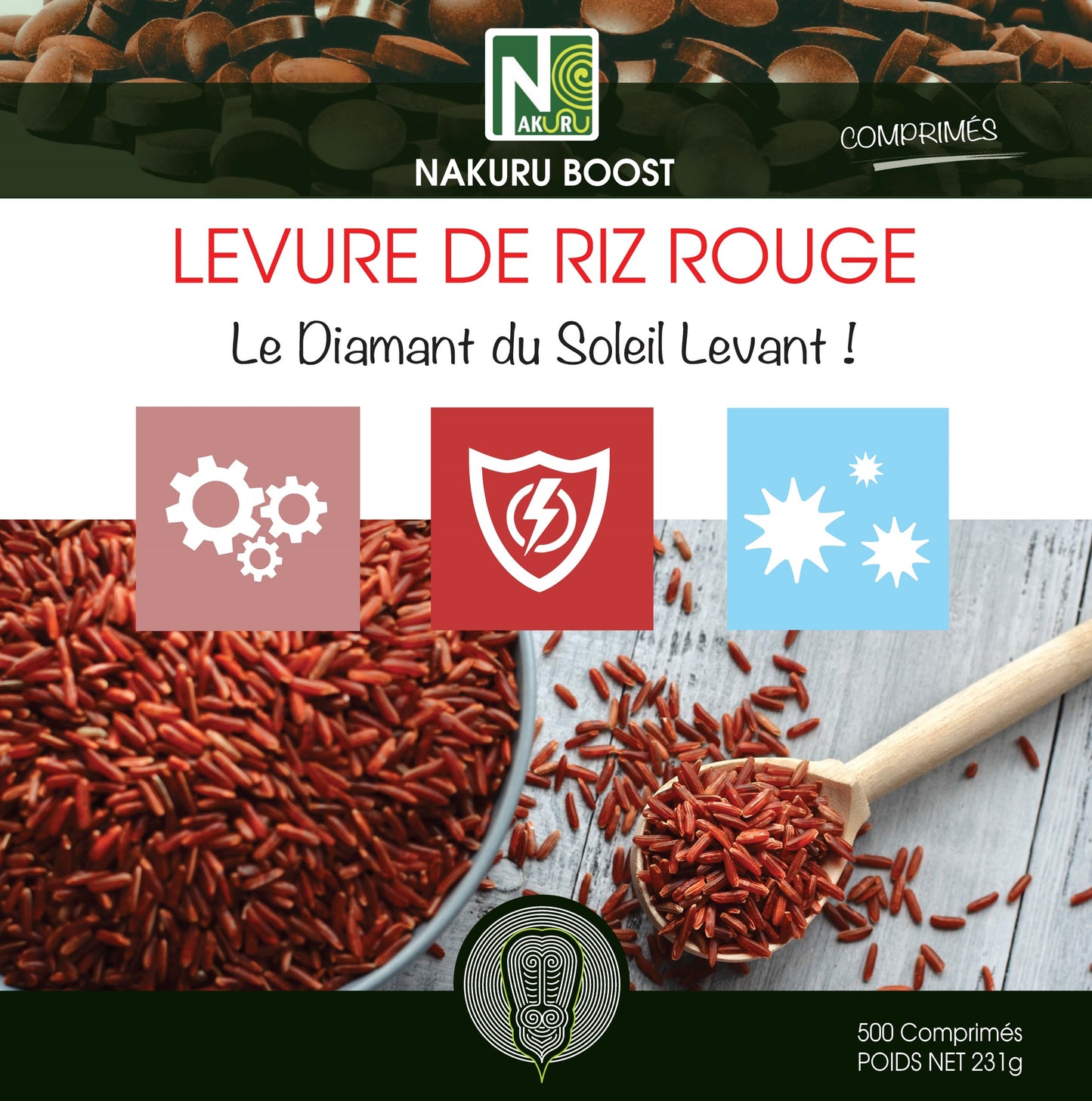 Levure de Riz Rouge | 500 Comprimés | Gamme Boost | Fabriqué en France | "Le Diamant du Soleil Levant !"