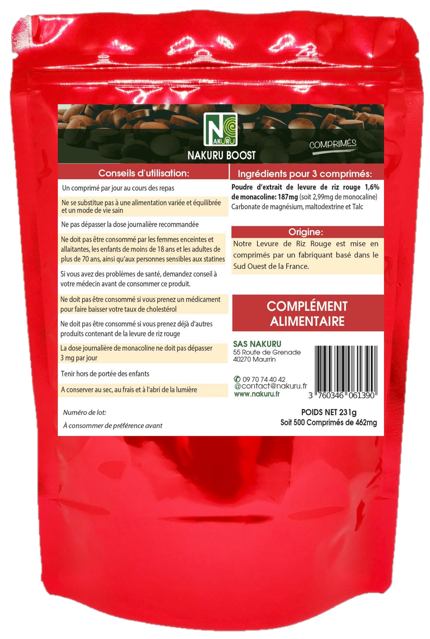 Levure de Riz Rouge | 500 Comprimés | Gamme Boost | Fabriqué en France | "Le Diamant du Soleil Levant !"