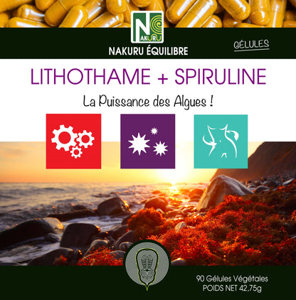 Lithothame + Spiruline | 90 Gélules Végétales | Gamme Équilibre | Fabriqué en France | "La Puissance des Algues !"