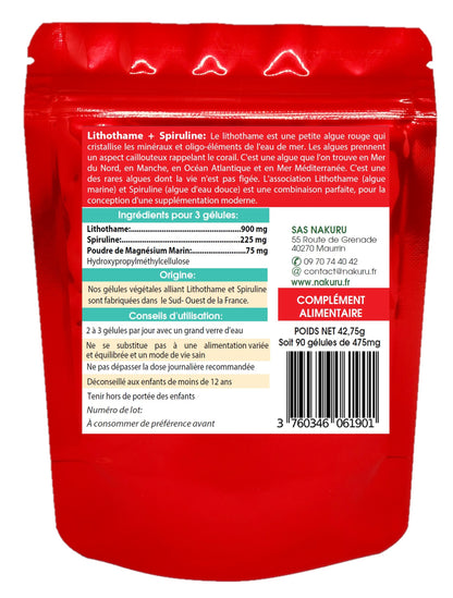 Lithothame + Spiruline | 90 Gélules Végétales | Gamme Équilibre | Fabriqué en France | "La Puissance des Algues !"