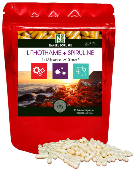 Lithothame + Spiruline | 90 Gélules Végétales | Gamme Équilibre | Fabriqué en France | "La Puissance des Algues !"
