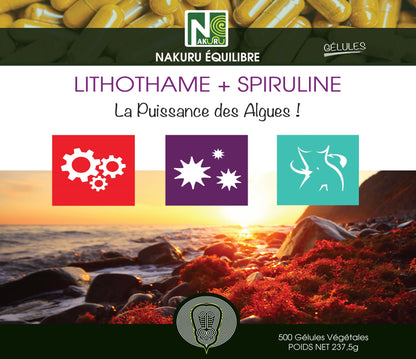 Lithothame + Spiruline | 500 Gélules Végétales | Gamme Équilibre | Fabriqué en France | "La Puissance des Algues !"