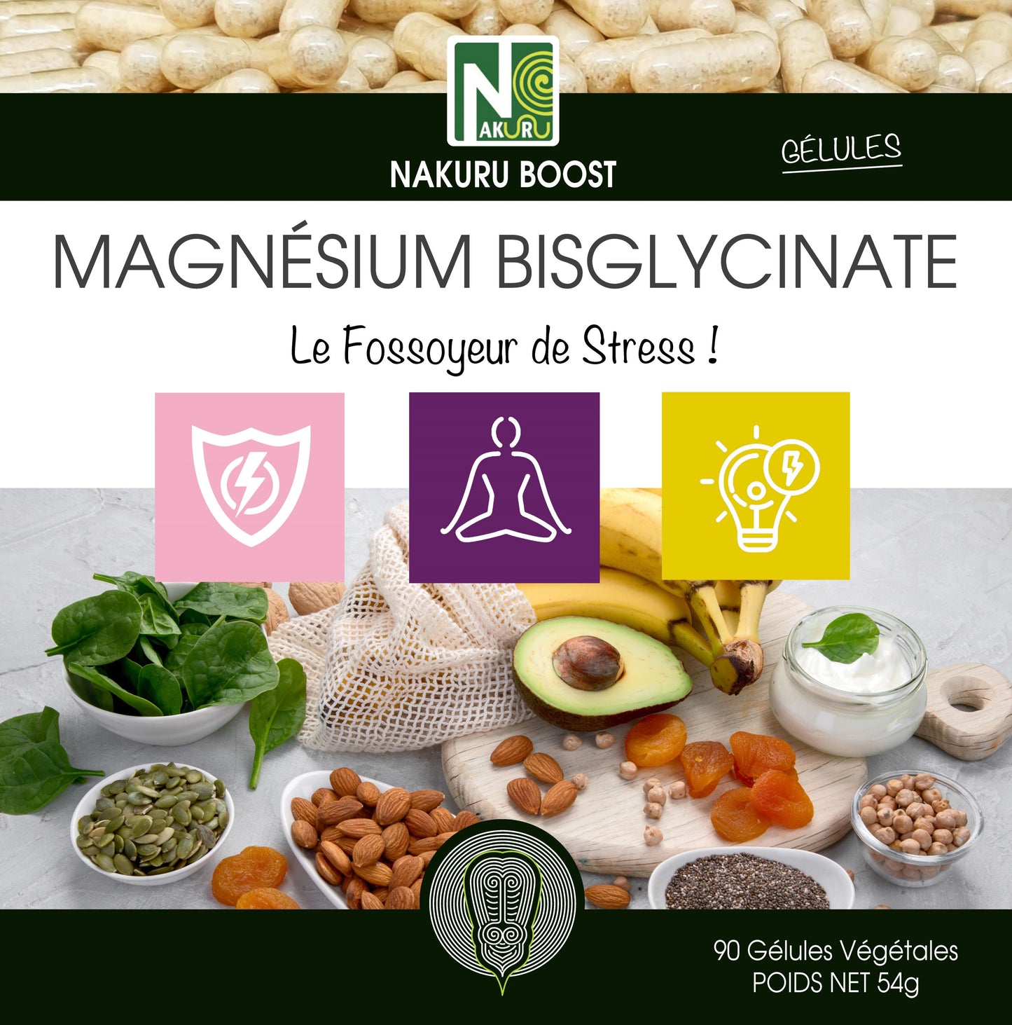 Magnésium Bisglycinate | 90 Gélules Végétales | Gamme Boost | Fabriqué en France | "Le Fossoyeur de Stress !"