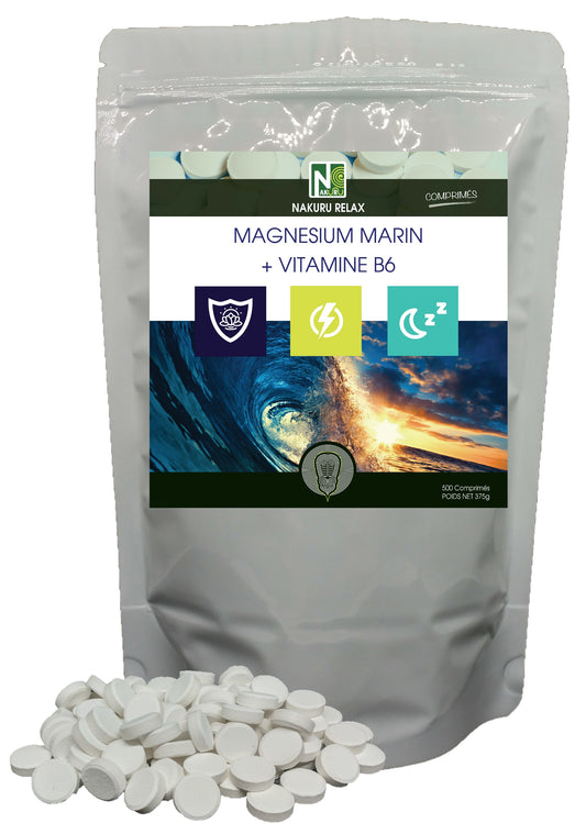 Magnésium Marin + Vitamine B6 | 500 Comprimés |  Gamme Relax | Fabriqué en France