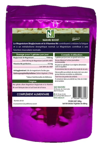 Magnésium Bisglycinate | 500 Gélules Végétales | Gamme Boost | Fabriqué en France | "Le Fossoyeur de Stress !"