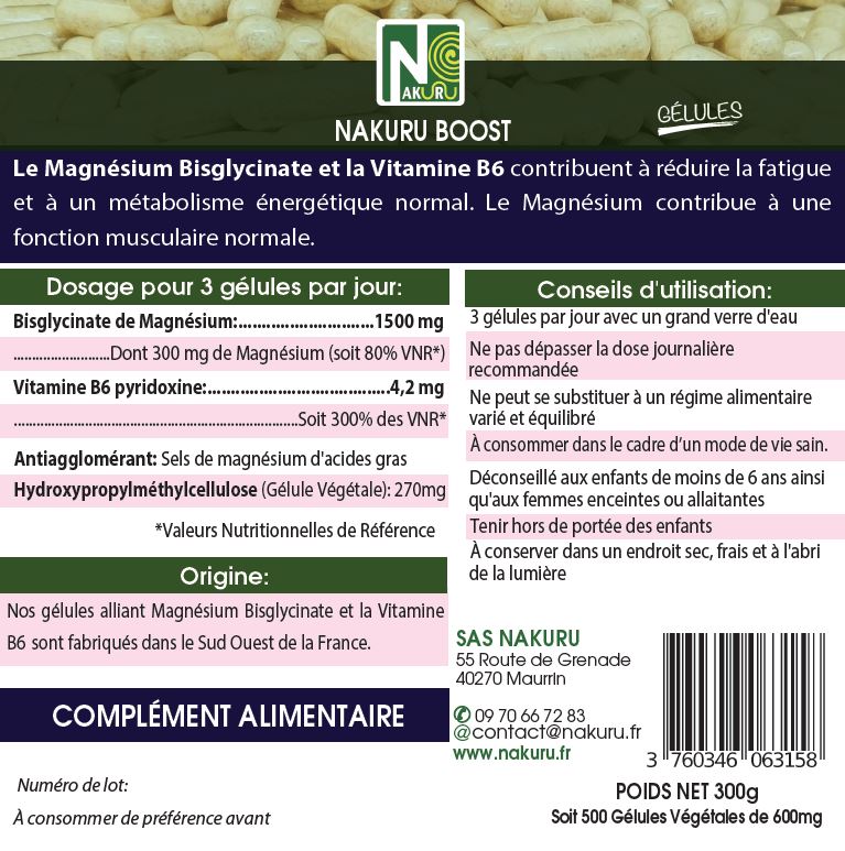 Magnésium Bisglycinate | 500 Gélules Végétales | Gamme Boost | Fabriqué en France | "Le Fossoyeur de Stress !"