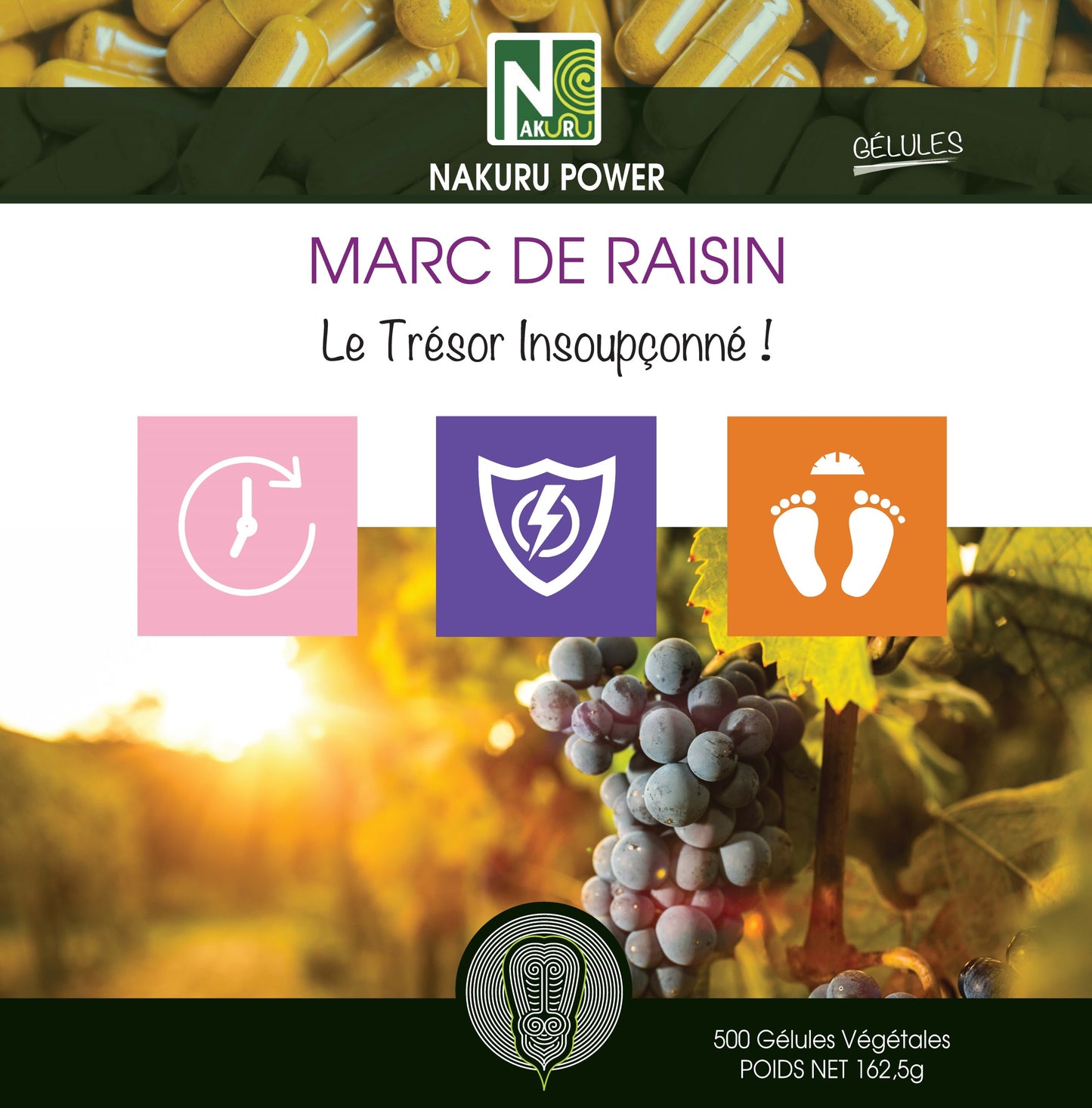 Marc de Raisin | 500 Gélules Végétales | Gamme Power | Fabriqué en France | "Le Trésor Insoupçonné !"