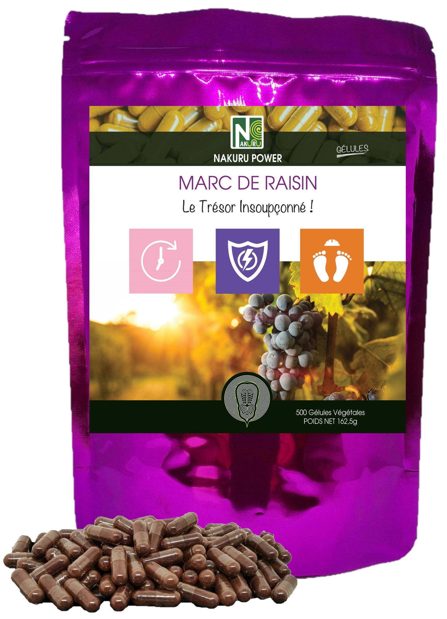Marc de Raisin | 500 Gélules Végétales | Gamme Power | Fabriqué en France | "Le Trésor Insoupçonné !"