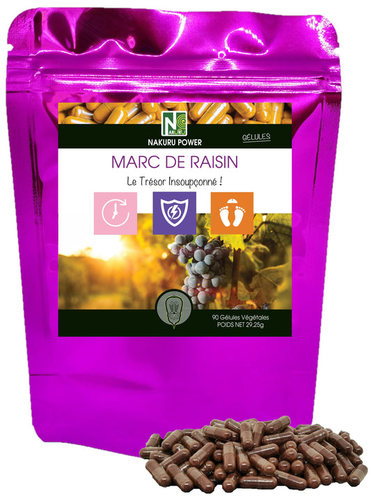Marc de Raisin | 90 Gélules Végétales | Gamme Power | Fabriqué en France | "Le Trésor Insoupçonné !"
