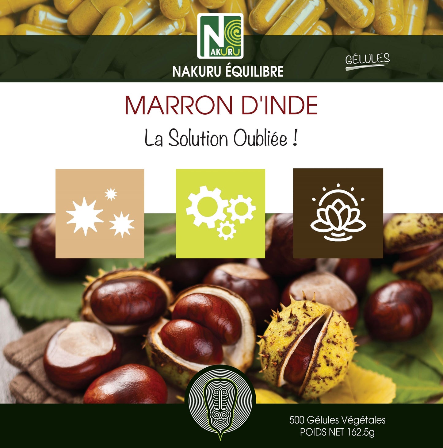 Marron d'Inde | 500 Gélules Végétales | Gamme Équilibre | Fabriqué en France | "La Solution Oubliée!"