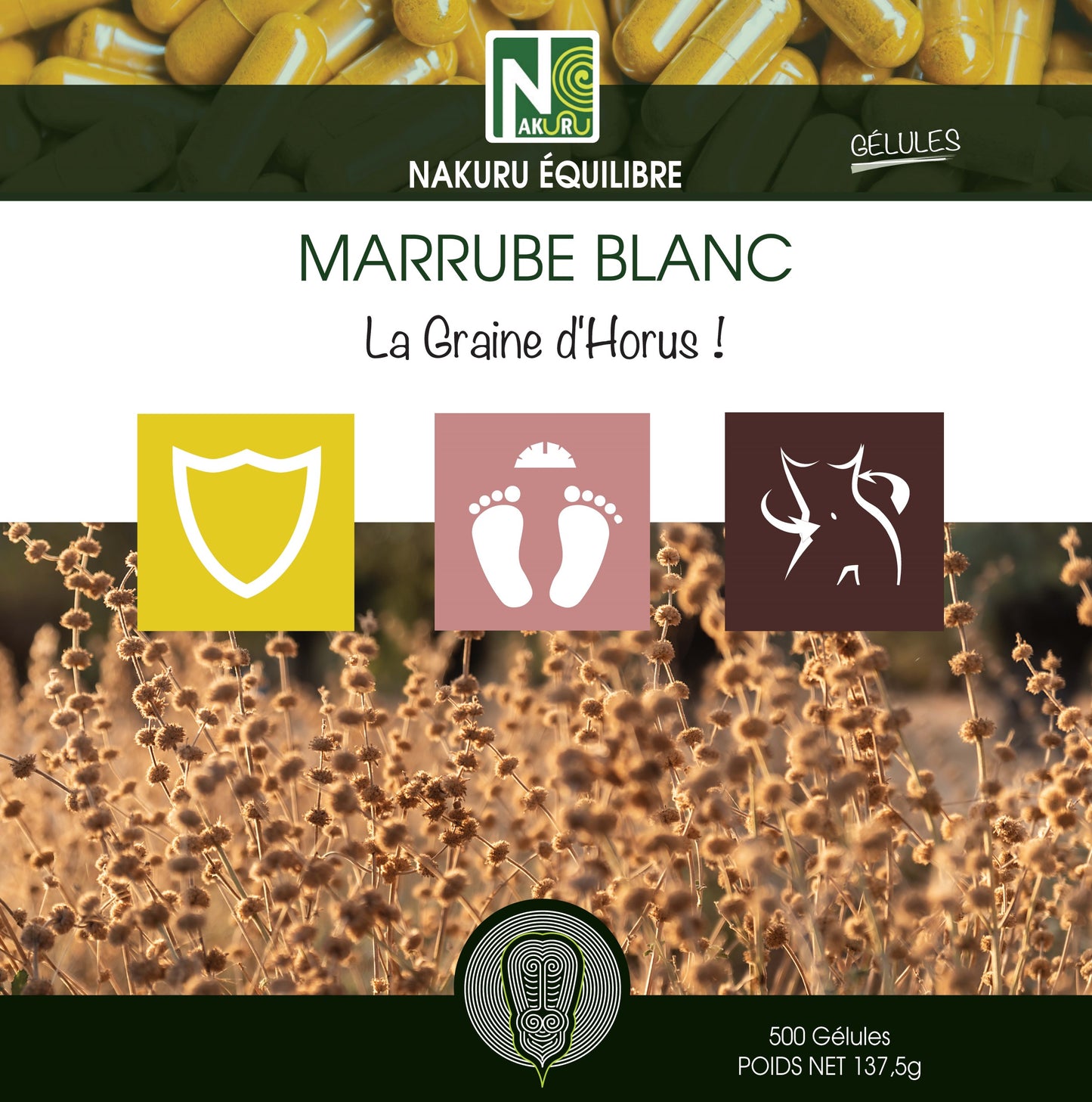 Marrube Blanc | 500 Gélules | Gamme Équilibre | Fabriqué en France | "La Graine d'Horus !"