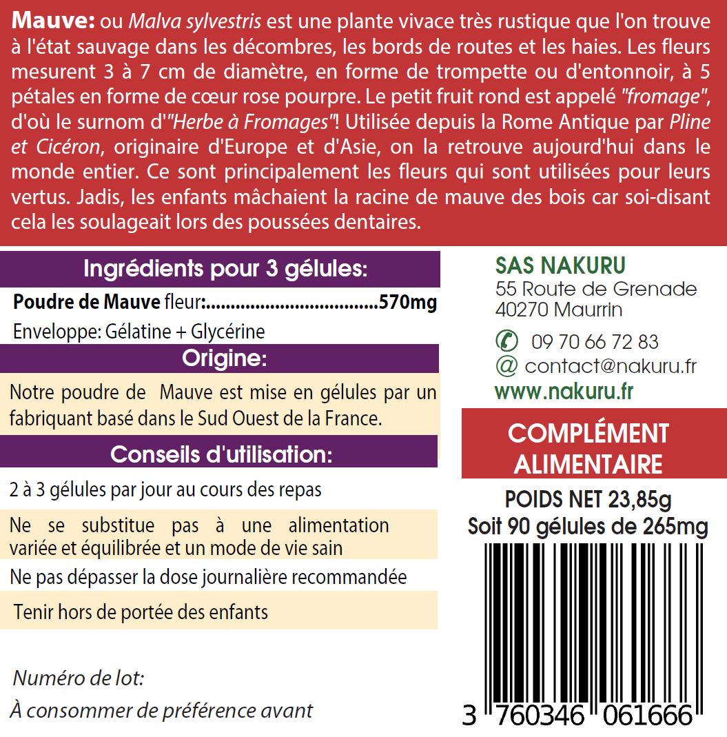 Mauve | 90 Gélules | Gamme Équilibre | Fabriqué en France | "L'Herbe à Fromages !"
