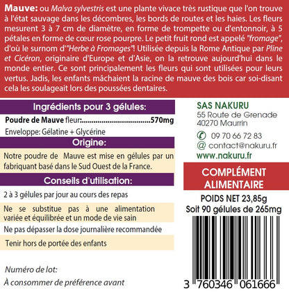 Mauve | 90 Gélules | Gamme Équilibre | Fabriqué en France | "L'Herbe à Fromages !"