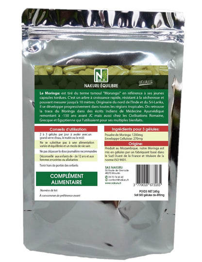 Moringa | 500 Gélules Végétales | Gamme Équilibre | Fabriqué en France / "L'Arbre de Vie !"