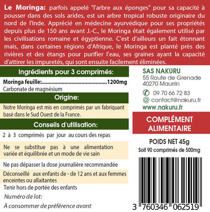 Moringa | 90 Comprimés | Gamme Équilibre | Fabriqué en France | "La Merveille Nutritionnelle!"