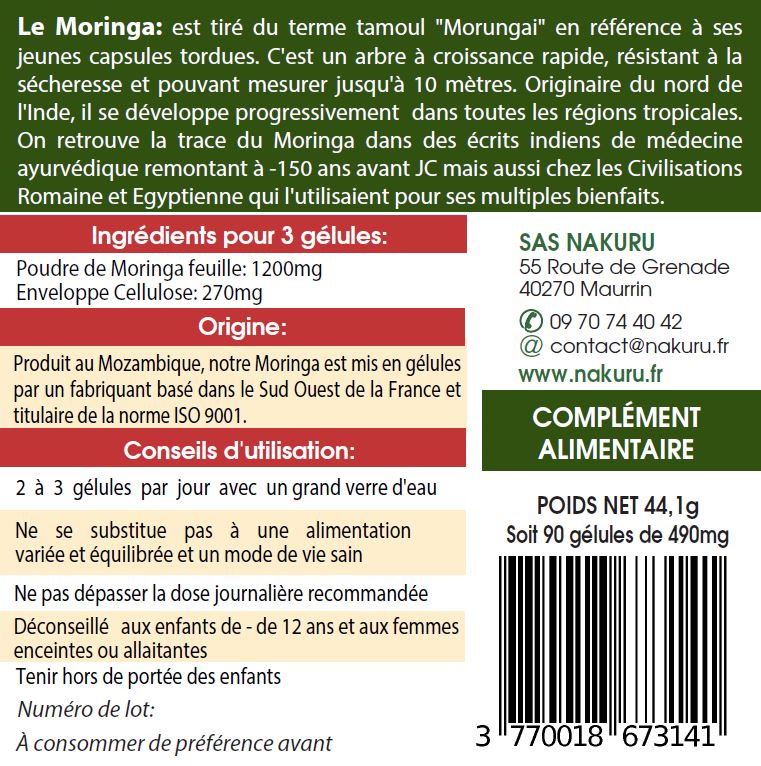 Moringa | 90 Gélules Végétales | Gamme Équilibre | Fabriqué en France / "L'Arbre de Vie !"