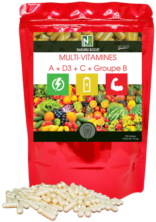 Multi-Vitamines | 500 Gélules | Gamme Boost | Fabriqué en France | Vitamine A + D3 + C + Groupe B