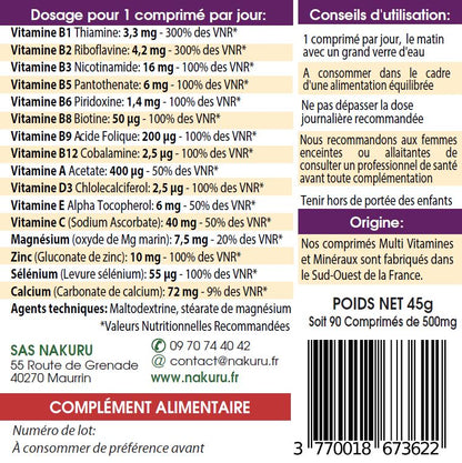 Multi Vitamines & Minéraux | 90 Comprimés | Gamme Boost | Fabriqué en France