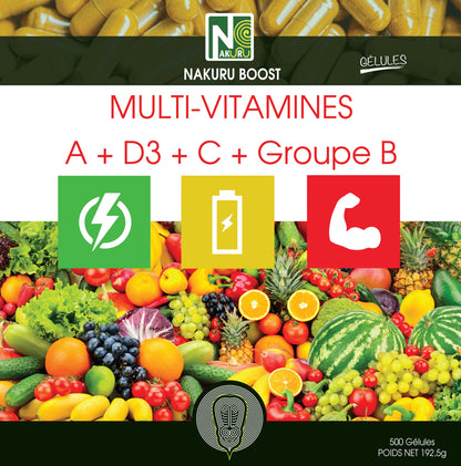 Multi-Vitamines | 500 Gélules | Gamme Boost | Fabriqué en France | Vitamine A + D3 + C + Groupe B