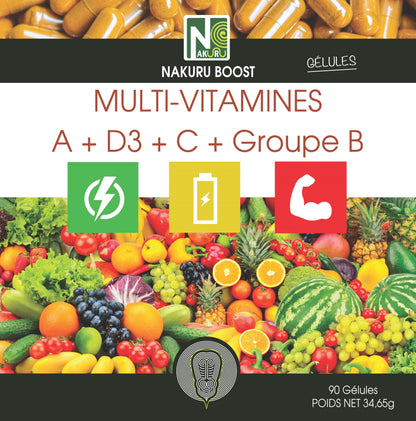Multi-Vitamines | 90 Gélules | Gamme Boost | Fabriqué en France | Vitamine A + D3 + C + Groupe B
