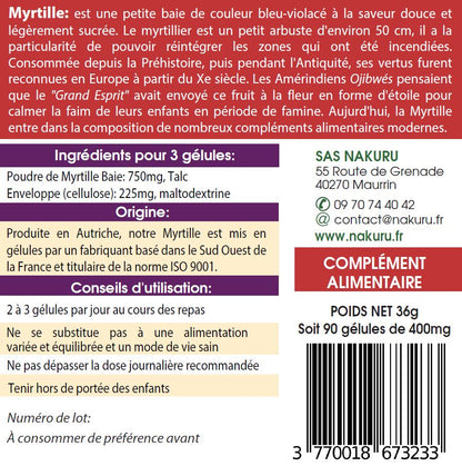 Myrtille | 90 Gélules Végétales| Gamme Boost | Fabriqué en France | "La Perle Préhistorique!"