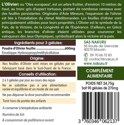 Olivier | 90 Gélules Végétales | Gamme Power | Fabriqué en France | "L'Arbre de la Sagesse!"