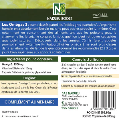 Oméga 3 | 360 Capsules | Gamme Boost | Fabriqué en France | "L'Huile de Poisson !"