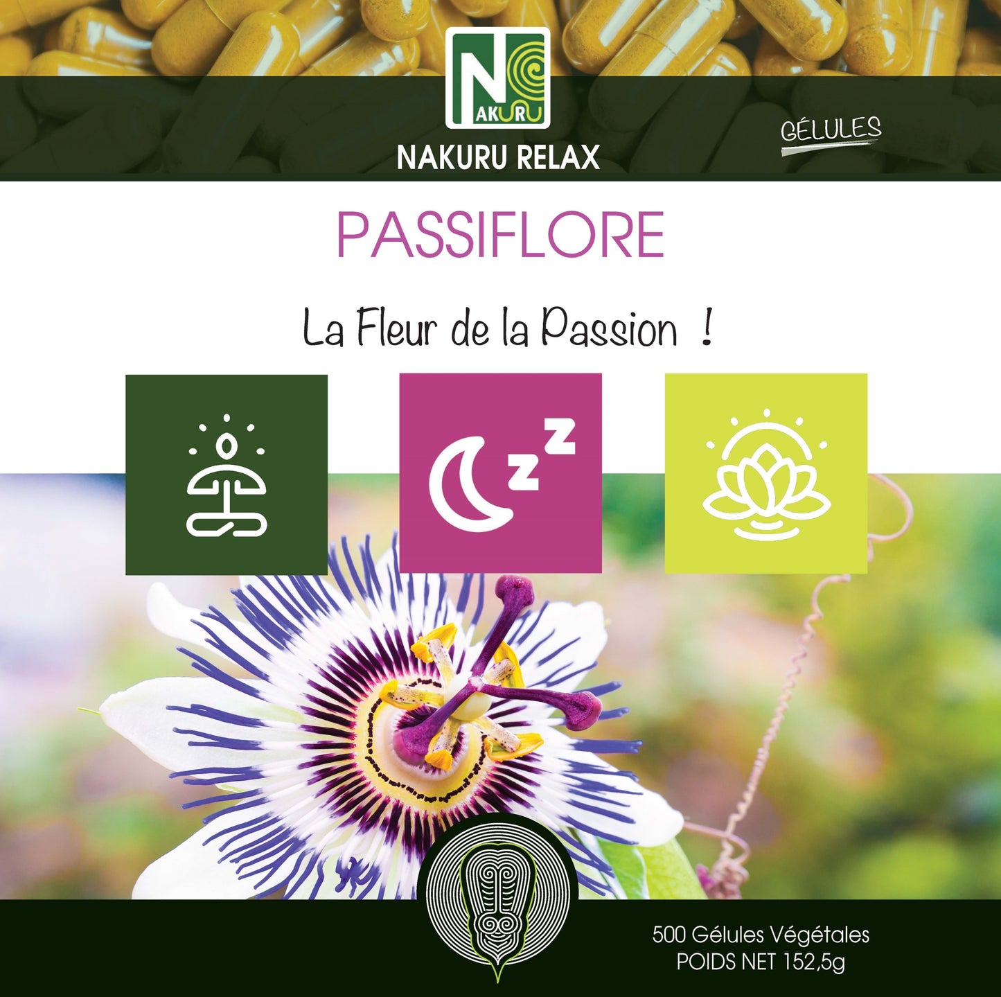 Passiflore | 500 Gélules Végétales |Gamme Relax | Fabriqué en France | "La Fleur de la Passion!"