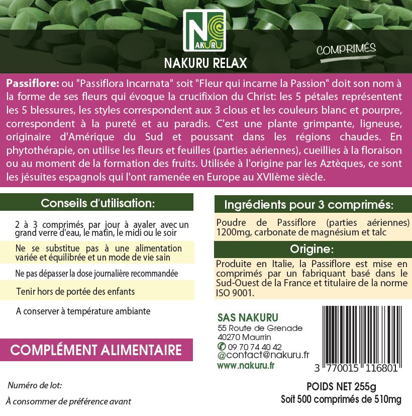Passiflore | 500 Comprimés | Gamme Relax | Fabriqué en France | "La Fleur Apaisante!"