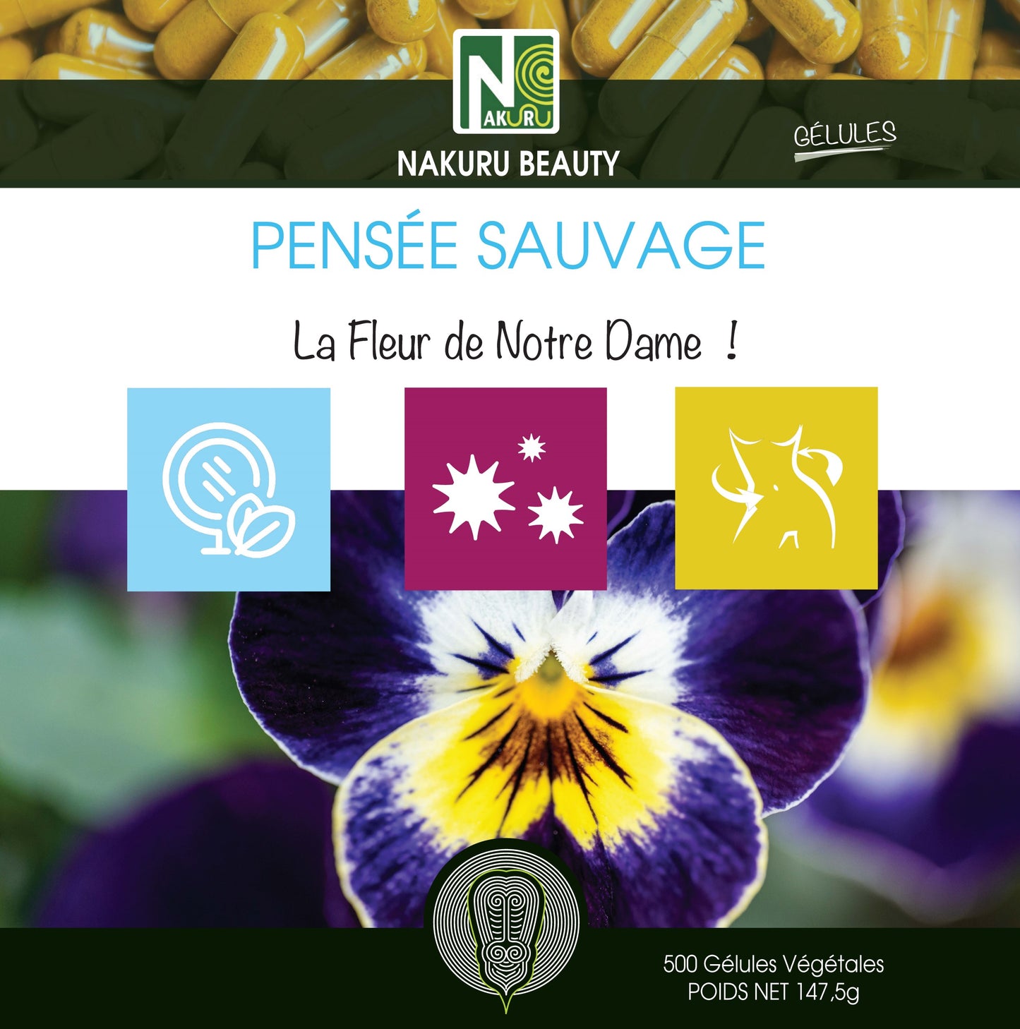 Pensée Sauvage | 500 Gélules Végétales | Gamme Beauty | Fabriqué en France | "La Fleur de Notre Dame!"
