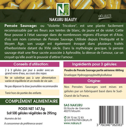 Pensée Sauvage | 500 Gélules Végétales | Gamme Beauty | Fabriqué en France | "La Fleur de Notre Dame!"