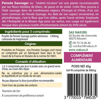 Pensée Sauvage | 90 Comprimés | Gamme Beauty | Fabriqué en France | "La Fleur de la Trinité!"