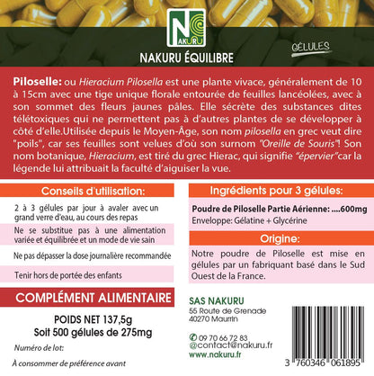 Piloselle | 500 Gélules | Gamme Équilibre | Fabriqué en France | "L'Oreille de Souris !"