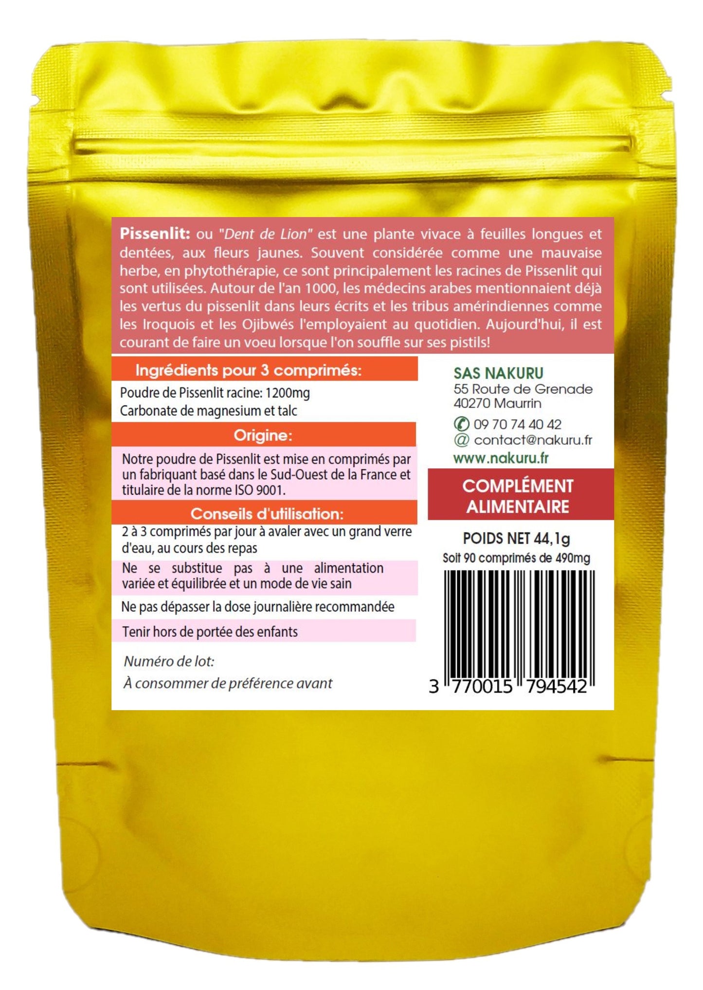 Pissenlit | 90 Comprimés | Gamme Équilibre | Fabriqué en France | "Dent de Lion !"