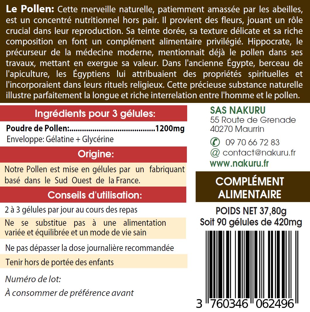 Pollen | 90 Gélules | Gamme Équilibre | Fabriqué en France | "Multi-Fleurs!"