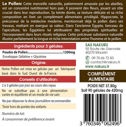 Pollen | 90 Gélules | Gamme Équilibre | Fabriqué en France | "Multi-Fleurs!"