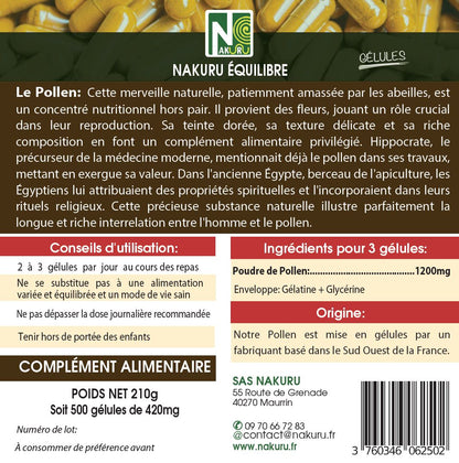 Pollen | 500 Gélules | Gamme Équilibre | Fabriqué en France | "Multi-Fleurs!"