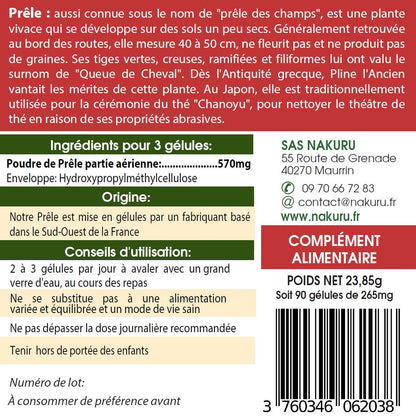 Prêle | 90 Gélules Végétales | Gamme Équilibre | Fabriqué en France | "Le Ressort Végétal!"