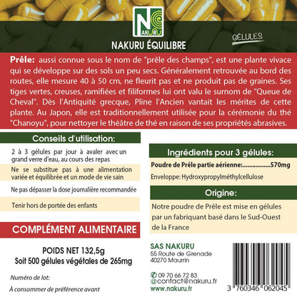 Prêle | 500 Gélules Végétales | Gamme Équilibre | Fabriqué en France | "Le Ressort Végétal!"